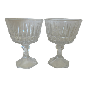Vintage Clear Champagne/ Sherbet Glasses- Set of 2