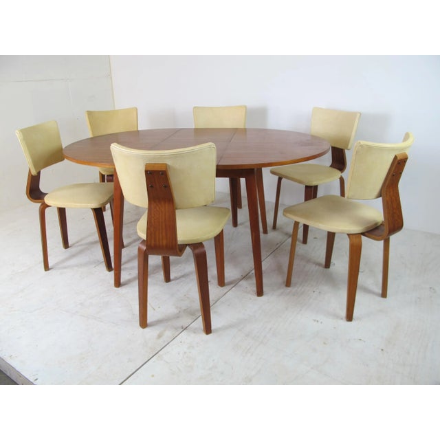 Mid-Century Modernist Vintage Plywood Dining Chairs & Extendable Table by Cor Alons for Gouda den Boer, Set of 7 For Sale - Image 14 of 14