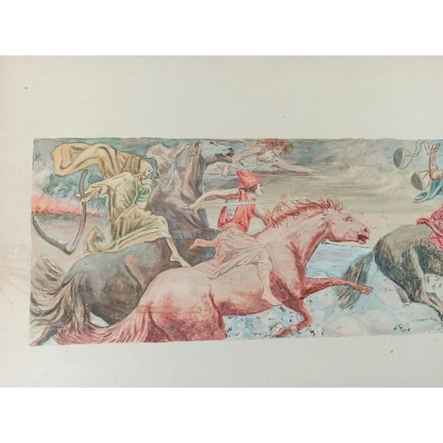Early 20th Century Antique Distressed Four Horsemen Watercolor Painting For Sale - Image 5 of 6