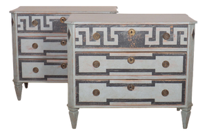 Swedish Painted Commodes, Set of 2