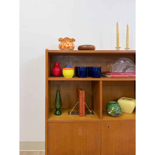 MCM Bookshelf Storage Cabinet Combo Vintage Mid-Century Modern Wood Bookshelf For Sale - Image 10 of 10