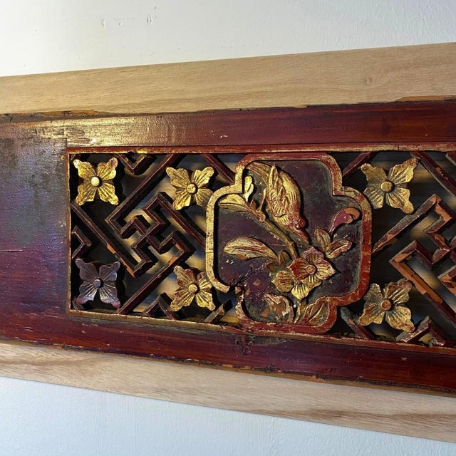 Sculptural Wall Object – Antique Chinese Giltwood Openwork Floral Panels, Pair For Sale - Image 10 of 13