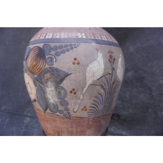 Mid 20th Century Mexican Burnished Floor Vase With Stand For Sale - Image 4 of 9
