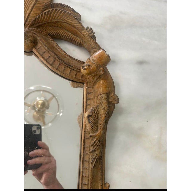 Mid-Century Modern 1980s Monkey and Palm Fronds Wall Mirror For Sale - Image 3 of 5