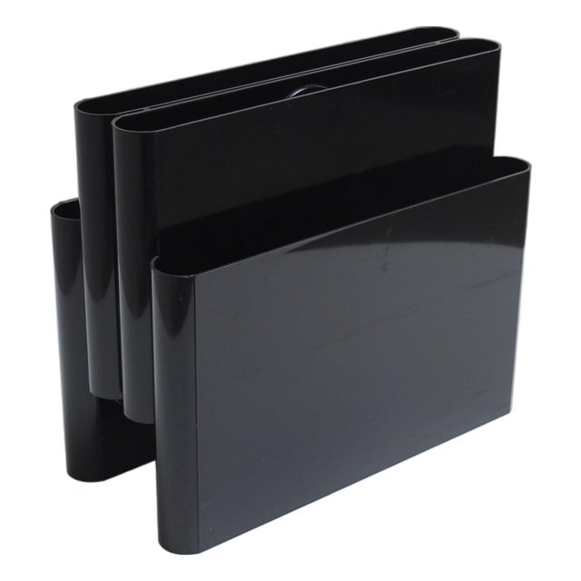 Black Magazine Holder by Giotto Stoppino for Kartell, 1970s For Sale