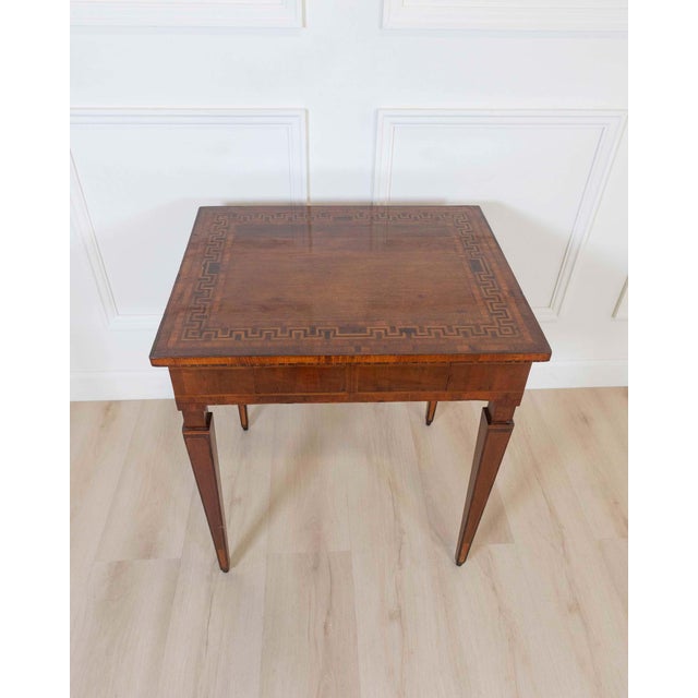 Wood Italian Late 18th Century Tuscan Walnut Inlaid Table For Sale - Image 7 of 7