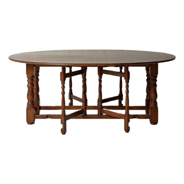 1960s Belgian Oak Gate-Leg Table For Sale