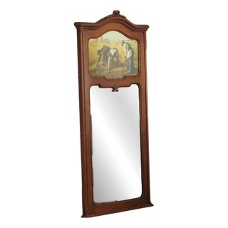 Vintage Wall Mirror with Decorative Peasant Motif, 1920s For Sale