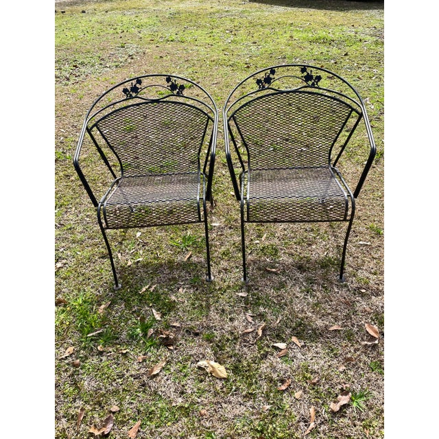 1960s Vintage Wrought Iron Patio Chairs in the Style of Russell Woodard - a Pair For Sale - Image 13 of 13
