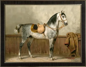 Lippizaner Horse by Eerelman Framed in Italian Wood Vener Moulding