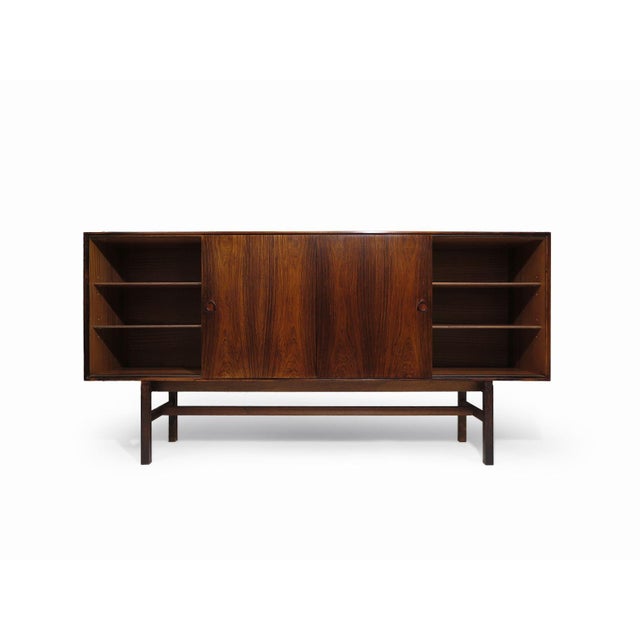 Wood 1950's Scandinavian Brazilian Rosewood Sideboard With Center Bar For Sale - Image 7 of 12