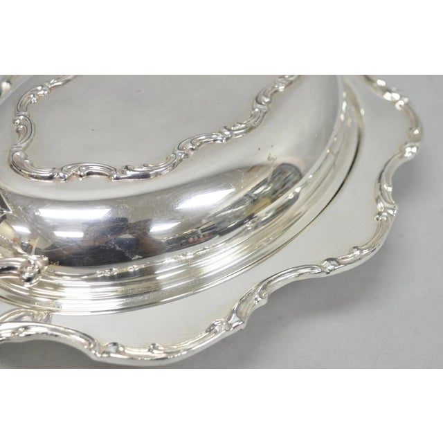 Vintage Victorian Style Silver Plated Covered Vegetable Serving Dish Platter For Sale - Image 9 of 14