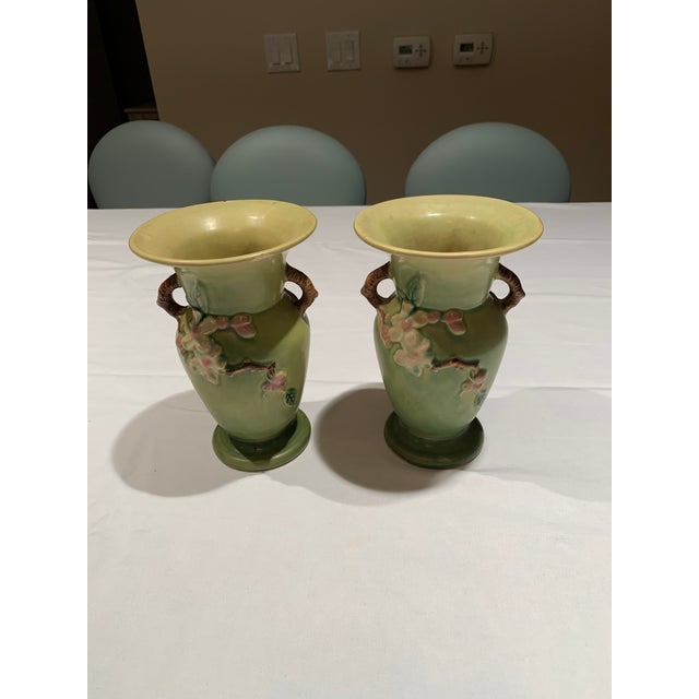 1940s Roseville Art Pottery Vases - a Pair For Sale - Image 10 of 10