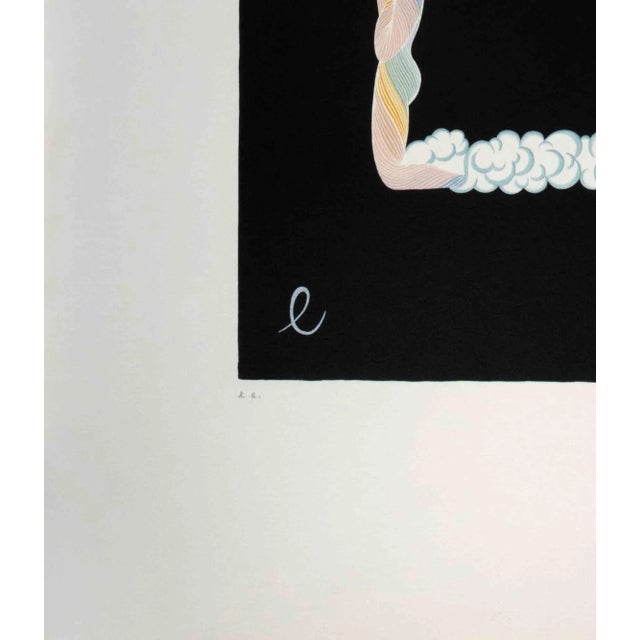 Modern Erté, Letter E, 1970s, Lithograph For Sale - Image 3 of 4