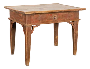 Early 19th Century Swedish Red Pine Side Table With Single Drawer