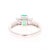 1.54 Carat Emerald Pink Sapphire Diamond White Gold Three-Stone Ring, Size 7 For Sale - Image 4 of 5