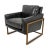 Mid-Century Modern Piper Black Leather & Bronze Club Chair For Sale - Image 3 of 7