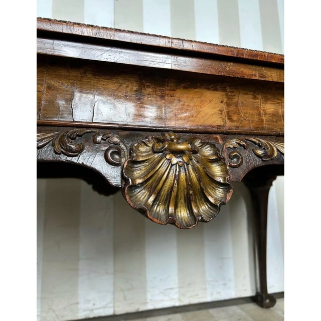 Traditional Fine 18th Century Georgian Walnut Table With Gilt Shells and Claw and Ball Feet For Sale - Image 3 of 7