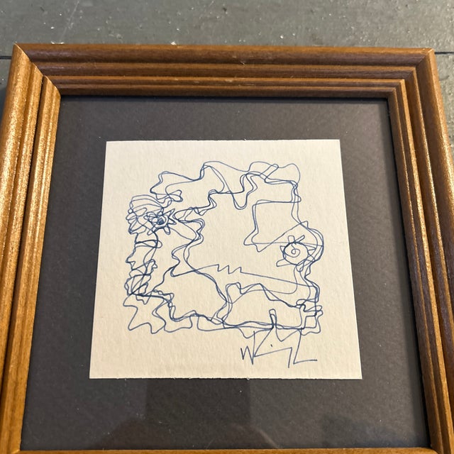 Contemporary original Wayne Cunningham abstract pen and ink drawing. Measures approximately 4x4 or 7.5x7.5 framed. Check...