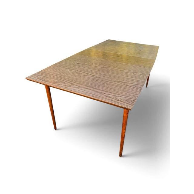 1960s Vintage Mid-Century Modern Formica Extendable Dining Table With Walnut Wood Legs For Sale - Image 5 of 10