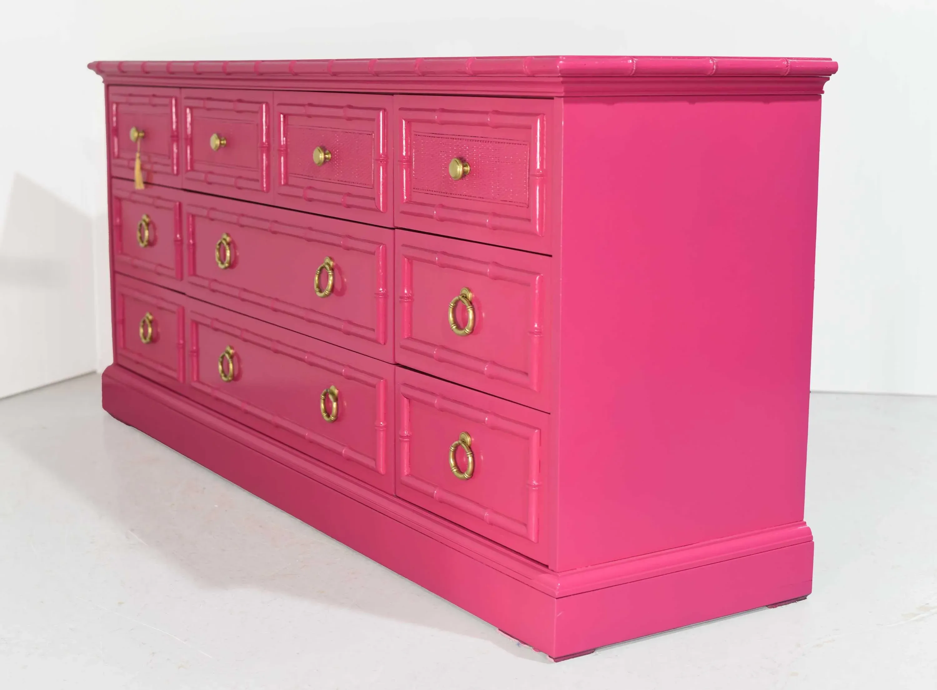 Mid Century Hollywood Regency Faux Bamboo Dresser by American of