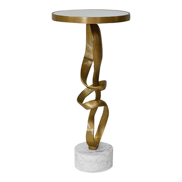 Matthew Izzo Home Sculpture Brass Side Accent Table For Sale