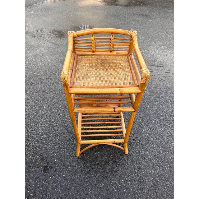 1960s 1960s Mid Century Rattan & Wicker Three Tier Stand Rack For Sale - Image 5 of 5