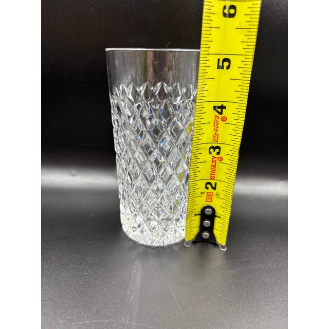 Mid 20th Century Cut Crystal Highball Tumblers With Diamond Pattern - 5 Piece Set For Sale - Image 12 of 12