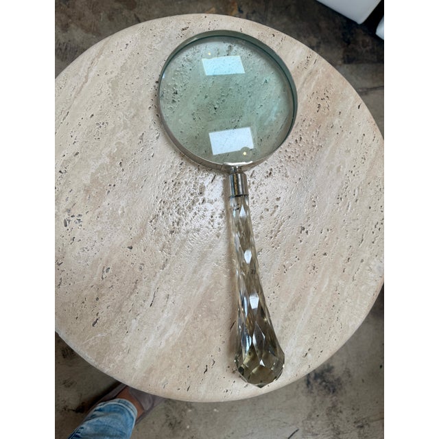 Glass Vintage Italian Magnifying Glass With Faceted Crystal Handle For Sale - Image 7 of 7