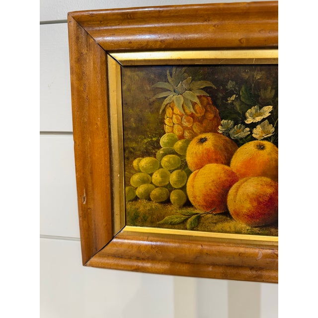 This is a beautiful early 19th century oil on board. It's a lovely example of still life of warm fruit ensemble against a...