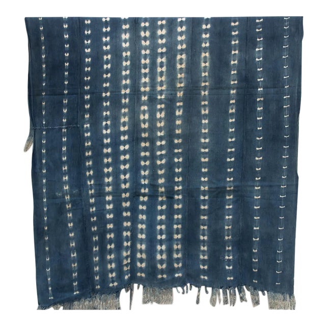 Vintage African Mossi "Blue Horizon" Indigo Throw For Sale