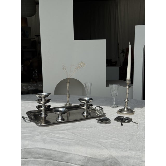 Silver Stainless Steel Serving Tray by Guy Degrenne, 1980s For Sale - Image 13 of 15