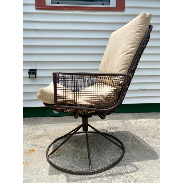Vintage MidCentury Wire Mesh Swivel Chair and Ottoman Chairish