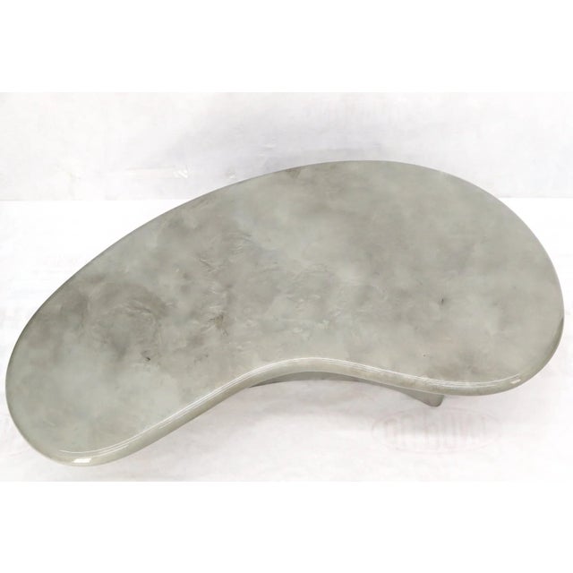 Mid-Century Modern faux stone marble finish kidney shape coffee table. Perfect Kagan decor match.