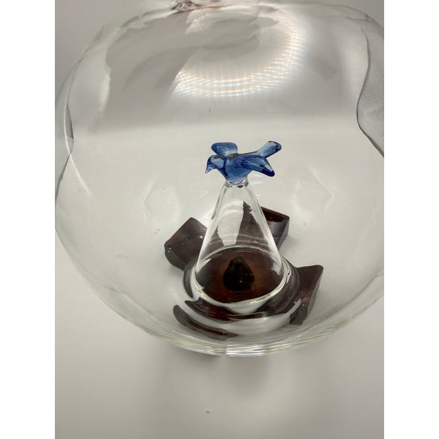 Vintage Michael Graves Swid Powell Hand Blown Glass Wine Decanter Bird Aerator - New in Box For Sale - Image 9 of 10