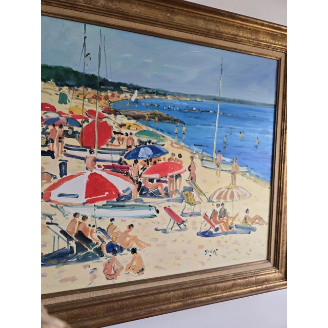 1960s Vintage Fine Art Signed Beach Painting Mid Century Era For Sale - Image 5 of 12