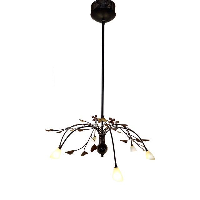 Vintage Chandelier in Black Metal from Honsel Leuchten, 2000s For Sale