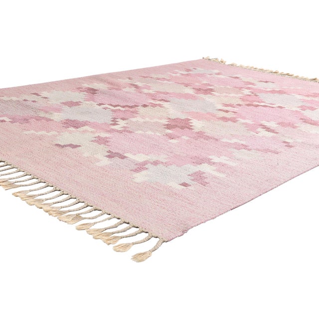79374 Ingegerd Silow Vintage Swedish Rollakan Rug, 05'06 x 07'07. Ingegerd Silow's Barken Reverie: A Vintage Swedish...
