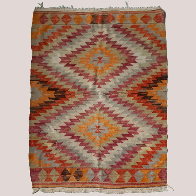 Textile Geometric Anatolian Kilim Rug, 1920s For Sale - Image 7 of 7