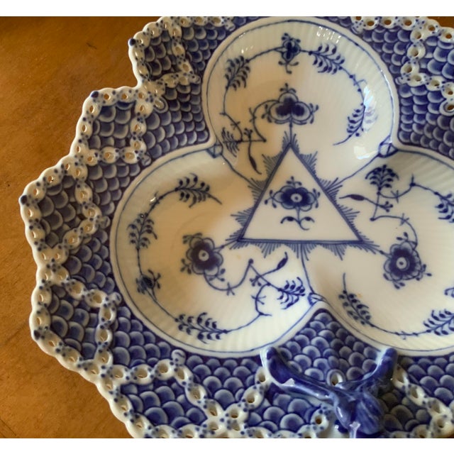 Blue 1950s Royal Copenhagen Blue Fluted Full Lace Cabaret Dish For Sale - Image 8 of 8