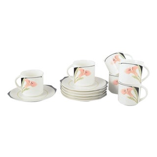 Porcelain Iris Cups with Saucers from Villeroy & Boch, 1980s, Set of 12 For Sale