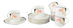 Porcelain Iris Cups with Saucers from Villeroy & Boch, 1980s, Set of 12