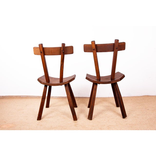 Brutalist Elm Chairs in the style of Jean Touret, 1950s, Set of 2 For Sale - Image 10 of 13