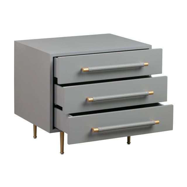 Transitional Trident Grey Nightstand For Sale - Image 3 of 10