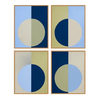 Blue & Olive Forever Set of 4 by Stephanie Henderson in Gold Frame, Small Art Print For Sale