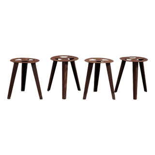 Industrial Stool in Wood For Sale