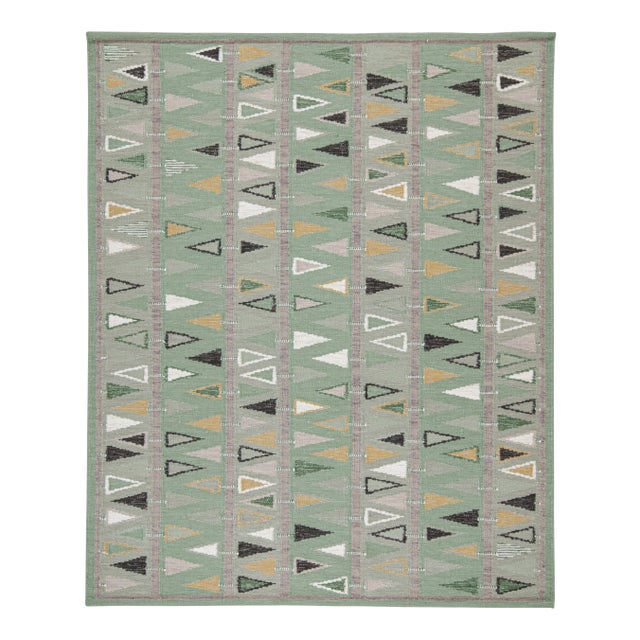 Light Green Swedish Geometric Rug by Celerie Kemble for Chairish in Sage, 8'x10' For Sale - Image 8 of 8