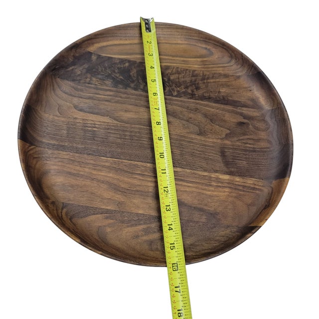 Andrew Pearce Hand Crafted Black Walnut Round Serving Platter For Sale - Image 11 of 11