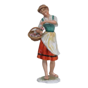 Alka Kunst Bavaria Germany Porcelain Figurine Lady Girl With Flower Basket