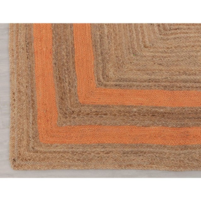 Textile Orange Border Rectangle Jute Handmade Rug 8'x10' Ft. For Sale - Image 7 of 13